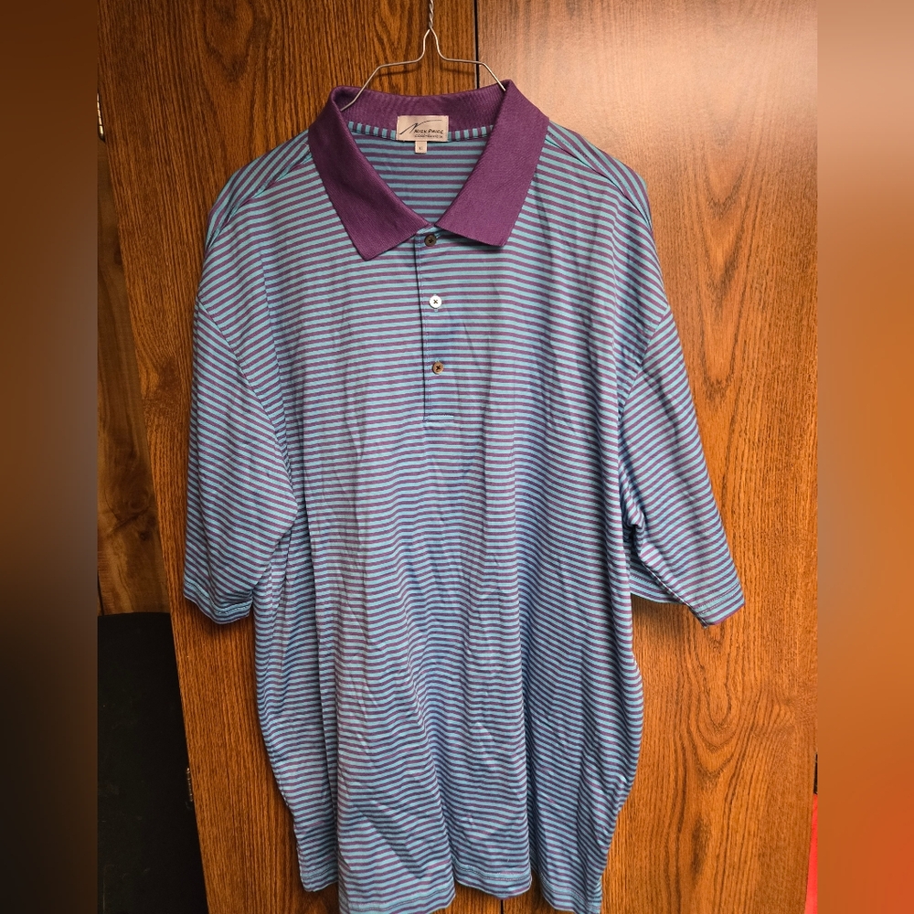 Men's Striped Shirt with Purple Collar